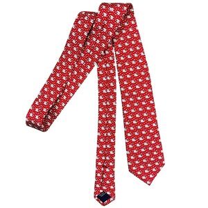 Vineyard Vines Men Silk Tie‎ Red Santa Whale Christmas Holiday Necktie 3.5"